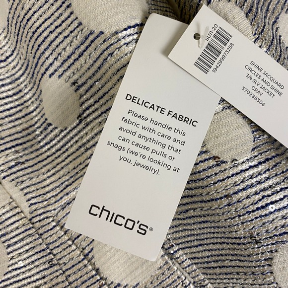 Chico's Size 3 Shine Jacquard Jacket Women's Size 3 (US XL) Circle Geometric NWT - Picture 5 of 12